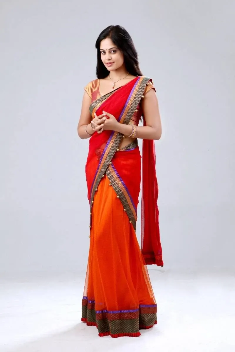 Indian Girl Bindu Madhavi Images In Red Saree